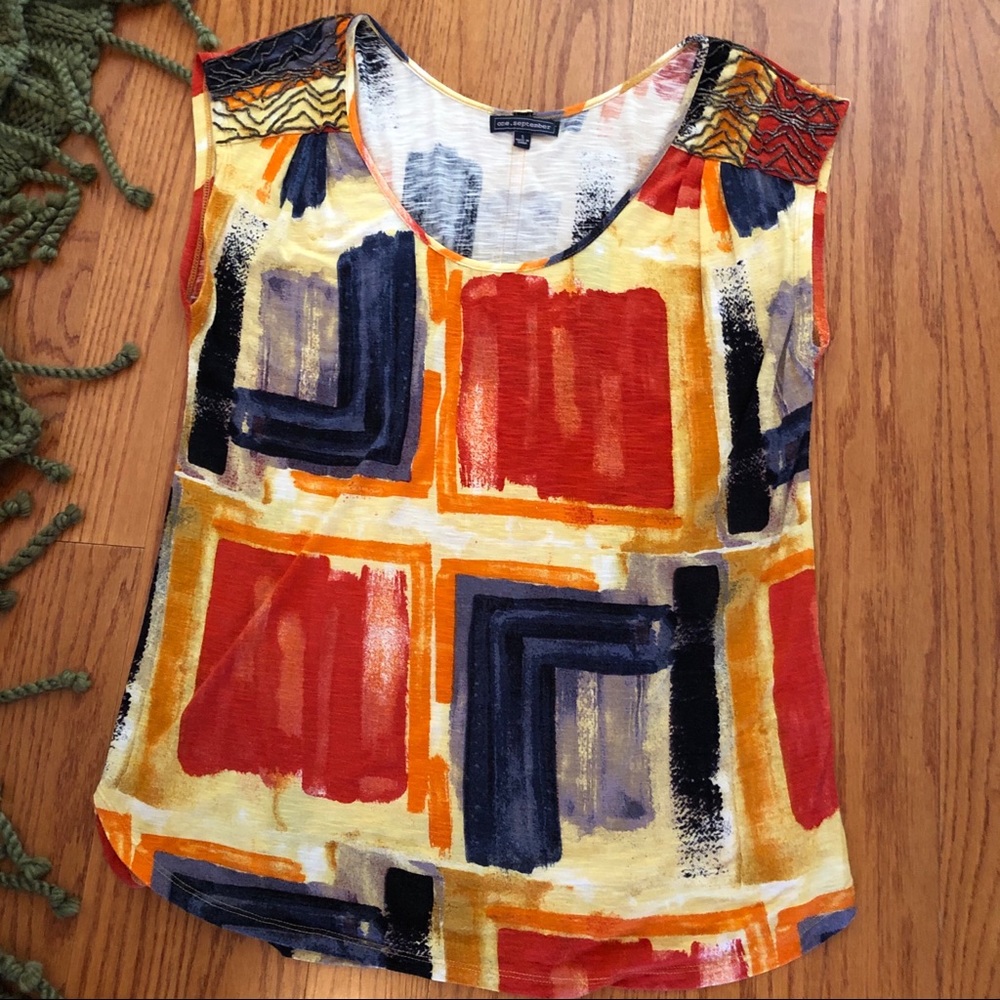 One September/Anthropologie “Cubist” Print Tee